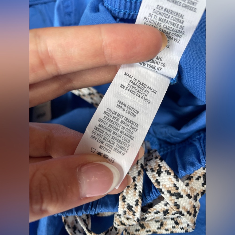 NWT Aerie baggy cargo skater pants XS cotton sustainable drawstring cobalt blue - Picture 10 of 15